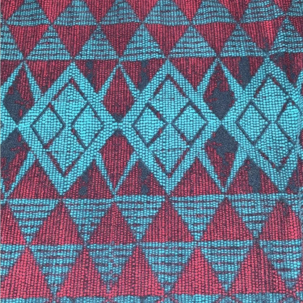 LuLaRoe Teal & Burgundy Geometric Leggings | Tall & Curvy | Soft Stretch